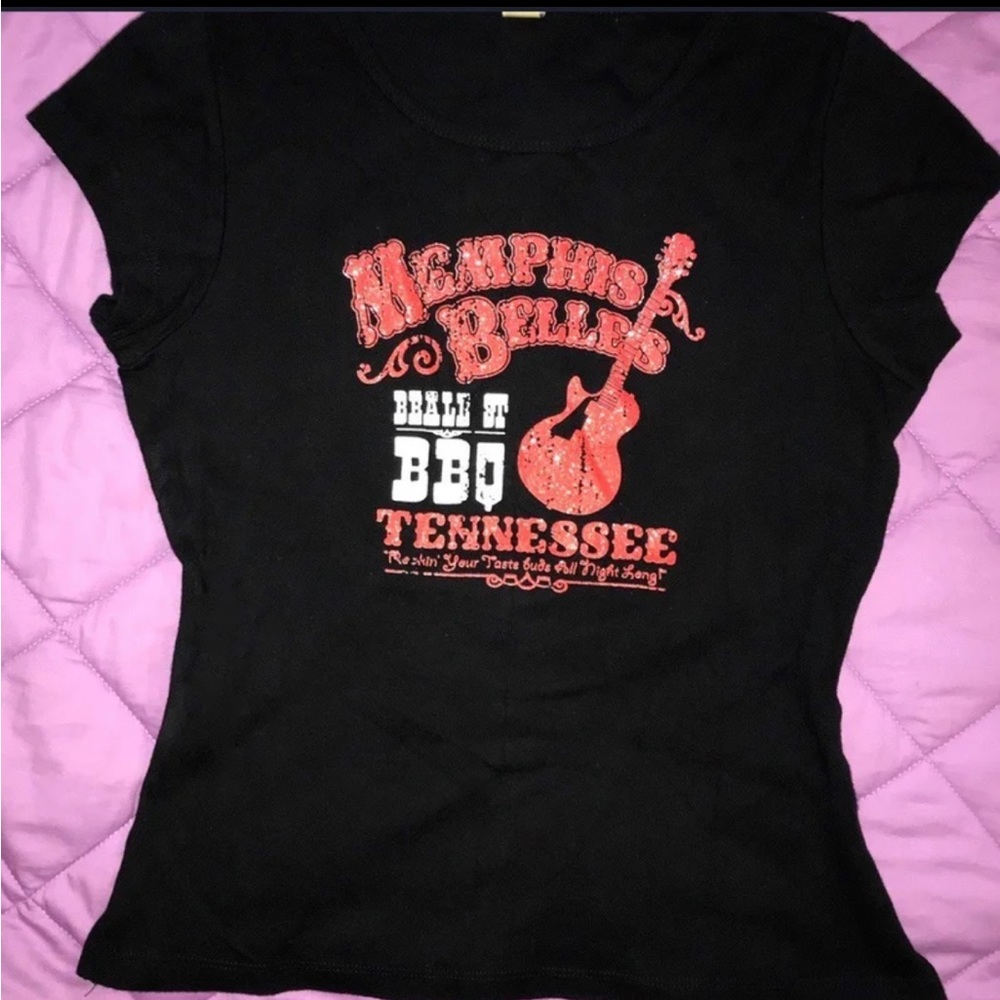 Vintage 90s Rockabilly Memphis Belle’s BBQ Graphic Babydoll Tee T-shirt